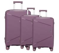 Fly Kite Luggage 3-Piece Suitcase Set 20''24''28'' 100% Polypropylene, Hard Shell with Aluminium Trolley Handle, Real TSA Secure Lock 3 Digit 360° Smooth Wheels Extra Front Pocket|Dark Purple