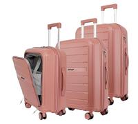 Fly Kite Luggage 3-Piece Suitcase Set 20''24''28'' 100% Polypropylene, Hard Shell with Aluminium Trolley Handle, Real TSA Secure Lock 3 Digit 360° Smooth Wheels|Rose Gold