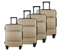 Fly Kite Luggage 4 Piece Suitcase Set 17''20''24''28’' PC+ABS Hard Shell with Aluminium Trolley Handle Real TSA Secure Lock 3 Digit 360° Smooth Detachable Wheels Lightweight Suitcase Brown