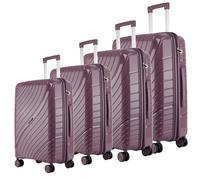 Fly Kite Luggage 4 Piece Suitcase Set 18''20''24''28'', 100% Polypropylene Hard Shell with Aluminium Trolley Handle Real TSA Secure Lock 3 Digit 360° Smooth Wheels|Dark Purple