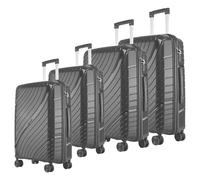 Fly Kite Luggage 4 Piece Suitcase Set 18''20''24''28'', 100% Polypropylene Hard Shell with Aluminium Trolley Handle Real TSA Secure Lock 3 Digit 360° Smooth Wheels|Grey