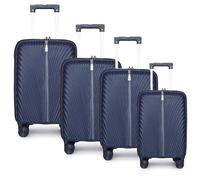 Fly Kite Luggage 4-Piece Suitcase Set 18''20''24''28'', 100% Polypropylene Hard Shell with Aluminium Trolley Handle, Real TSA Secure Lock 3 Digit, 360° Smooth Wheels|Dark Blue