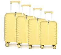 Fly Kite Luggage 4-Piece Suitcase Set 18''20''24''28'', 100% Polypropylene Hard Shell with Aluminium Trolley Handle Real TSA Secure Lock 3 Digit 360° Smooth Wheels|Yellow