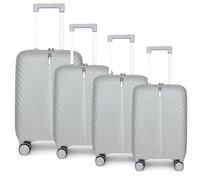 Fly Kite Luggage 4-Piece Suitcase Set 18''20''24''28'', 100% Polypropylene Hard Shell with Aluminium Trolley Handle, Real TSA Secure Lock 3 Digit, 360° Smooth Wheels|Light Grey
