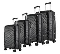 Fly Kite Luggage 4 Piece Suitcase Set 18''20''24''28'', 100% Polypropylene Hard Shell with Aluminium Trolley Handle Real TSA Secure Lock 3 Digit 360° Smooth Wheels|Black