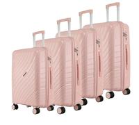 Fly Kite Luggage 4 Piece Suitcase Set 18''20''24''28'', 100% Polypropylene Hard Shell with Aluminium Trolley Handle Real TSA Secure Lock 3 Digit 360° Smooth Wheels|Light Pink