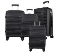 Fly Kite Luggage 4-Piece Suitcase Set 20''24''28''32’’ 100% Polypropylene Hard Shell Real TSA Secure Lock 3 Digit with Aluminium Trolley Handle 360° Smooth Wheels|Black
