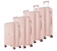 Fly Kite Luggage 4-Piece Suitcase Set 20''24''28''32’’ 100% Polypropylene Hard Shell with Aluminium Trolley Handle Real TSA Secure Lock 3 Digit 360° Smooth Wheels Extra Front Pocket|Pink