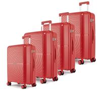 Fly Kite Luggage 4-Piece Suitcase Set 20''24''28''32’’ 100% Polypropylene Hard Shell with Aluminium Trolley Handle Real TSA Secure Lock 3 Digit 360° Smooth Wheels Extra Front Pocket|Red