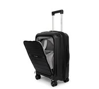 Fly Kite Luggage Carry On Cabin Suitcase 55 x 38 x 22 cm, 20 inch - 100% Polypropylene Hard Shell Aluminium Trolley Handle Real TSA Secure Lock 3 Digit 360° Smooth Wheels Lightweight Black