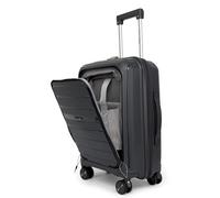 Fly Kite Luggage Carry On Cabin Suitcase 55 x 38 x 22 cm, 20 inch - 100% Polypropylene Hard Shell Aluminium Trolley Handle Real TSA Secure Lock 3 Digit 360° Smooth Wheels Lightweight Dark Grey