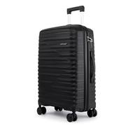 Fly Kite Luggage Carry On Cabin Suitcase 55 x 38 x 22cm cm, 20 inch - 100% Polypropylene Hard Shell Aluminium Trolley Handle Real TSA Secure Lock 3 Digit 360° Smooth Wheels Lightweight Black