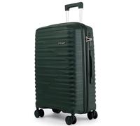 Fly Kite Luggage Carry On Cabin Suitcase 55 x 38 x 22cm cm, 20 inch - 100% Polypropylene Hard Shell Aluminium Trolley Handle Real TSA Secure Lock 3 Digit 360° Smooth Wheels Lightweight Dark Green