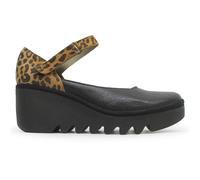 Fly London BAWO543FLY Mousse Cheetah Leather Women's Comfort Shoes - Black Tan - Size:UK 5