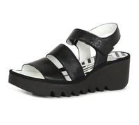Fly London Women's Sandal BEXY575FLY Mousse Leather Mid Wedge Black UK 5