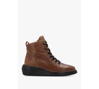 FLY LONDON Bika Tan Leather Hiker Wedge Boots Size: 39, Colour: Tan Le