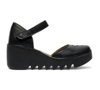 Fly London BISO305FLY - Women's Wedge Heel Closed Toe Leather Sandals - UK 8 - Black