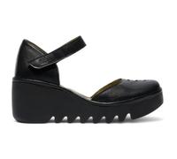 Fly London BISO305FLY - Women's Wedge Heel Closed Toe Leather Sandals - UK 9 - Black