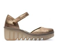 Fly London BISO305FLY - Women's Wedge Heel Closed Toe Leather Sandals - UK 9 - Gold