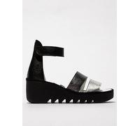 Fly London Bono Low Wedge Sandal - Black, Black, Size 3, Women Black