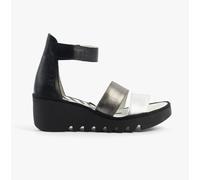 Fly London BONO290FLY Womens Leather Touch Fasten Breathable Silver Sandals