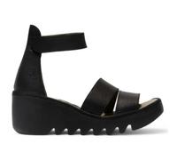 Fly London BONO290FLY - Women's Wedge Heel Open Toe Leather Sandals - UK 4 - Black