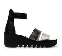 Fly London BONO290FLY - Women's Wedge Heel Open Toe Leather Sandals - UK 9 - Silver