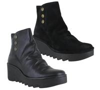 Fly London Brom Womens Zip Up Chelsea Dealer Mid Ankle Boots - Black - Suede - UK 7 / EU 40