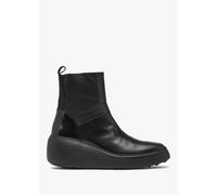 FLY LONDON Doxe Black Leather Wedge Boots Size: 40, Colour: Black Leat
