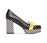 Fly London ELLO242FLY Nappalak Leather Women's Heels Shoes - Black White Lemon - Size:UK 5