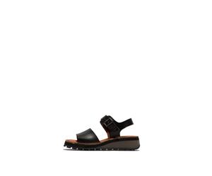 Fly London HOIK557FLU Women's Sandal, Black/orange