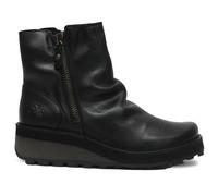 Fly London Women's Ankle Boots Hole Hiji Mon P211146-001 Black Leather Wedge Heel
