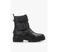 FLY LONDON Jeda Black Leather Biker Boots Size: 40, Colour: Black Leat