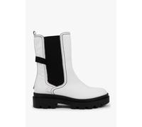 FLY LONDON Judy White Leather Tall Chelsea Boots Size: 36, Colour: Whi