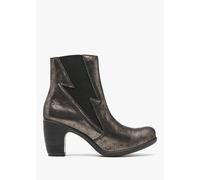 FLY LONDON Kimi Graphite Leather Lightning Bolt Heeled Ankle Boots Siz