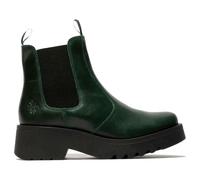 Fly London MEDI789FLY - Women's Wedge Heel Leather Chelsea Boots - Green - UK 6