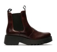 Fly London MEDI789FLY - Women's Wedge Heel Leather Chelsea Boots - Wine - UK 7