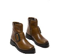 Fly London Rily Womens Ladies Chunky Biker Ankle Boots Tan Brown Size 4-8