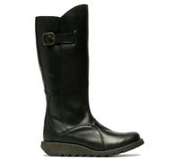 Fly London MOL2 - Women's Wedge Heel Knee High Leather Boots - Black - UK 4