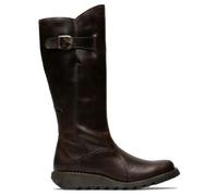 Fly London MOL2 - Women's Wedge Heel Knee High Leather Boots - Brown - UK 8