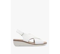 FLY LONDON Nabi White Leather Sling Back Low Wedge Sandals Size: 40, C
