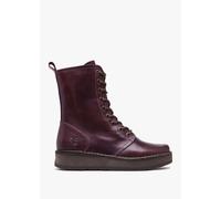 FLY LONDON Rami Wine Leather Lace Up Ankle Boots Size: 38, Colour: Bur