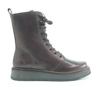 FLY LONDON Rami Wine Leather Lace Up Ankle Boots Size: 37, Colour: Burgundy Leather