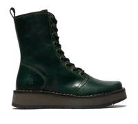 Fly London RAMI043FLY - Women's Wedge Heel Lace Up Leather Ankle Boots - Green - UK 4