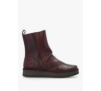 FLY LONDON Reno Wine Leather Ankle Boots Size: 41, Colour: Burgundy Le