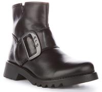 Fly London Riley991 Side Buckle Leather Ankle Boots Black Womens Size UK 3 - 9