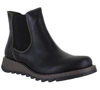 Fly London Salv Black Pebbled Leather Wedge Chelsea Boots 5 Black Leather