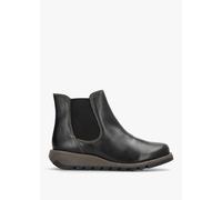 FLY LONDON Salv Black Rug Leather Wedge Chelsea Boots Size: 37, Colour