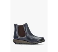 FLY LONDON Salv Blue Rug Leather Wedge Chelsea Boots Colour: Navy Leat