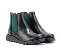 Fly London Salv Leather WoMens Black/Teal Boots - Size UK 8